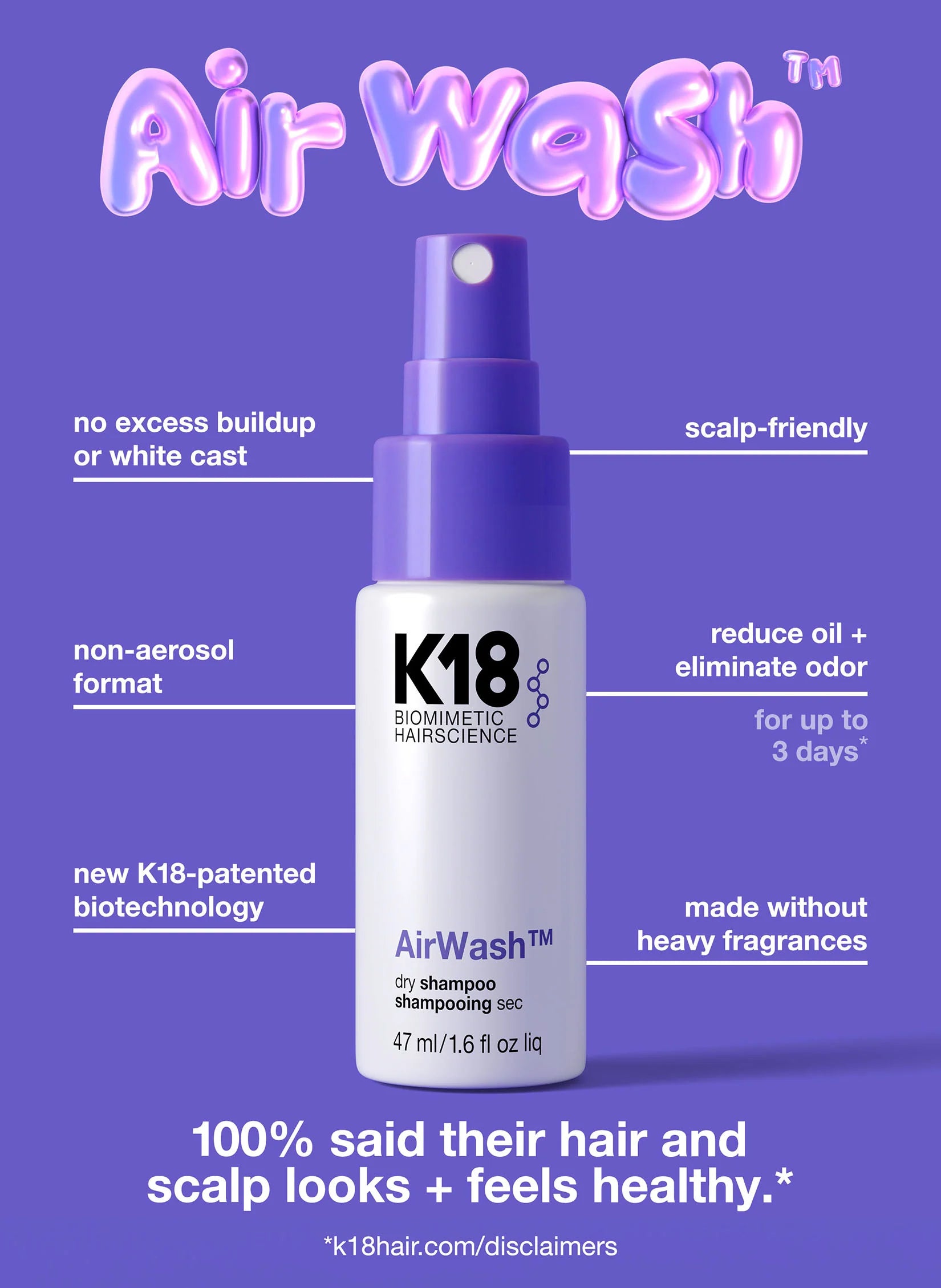 K18 AirWash Dry Shampoo 47ml
