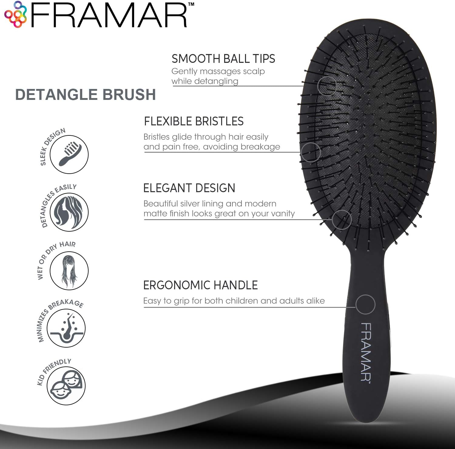 Framar Black to the Future Detangling Brush