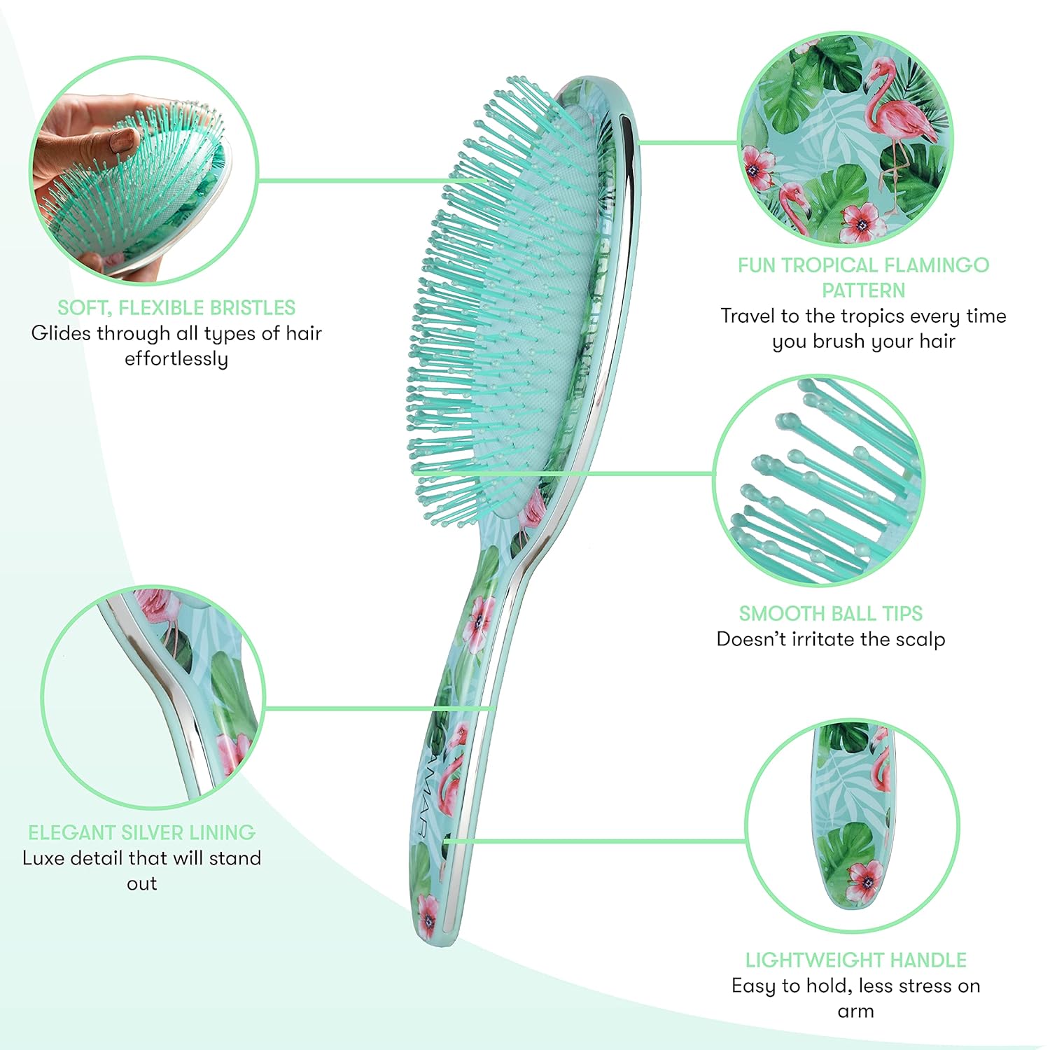 Framar Tropic Vibes Let's FlaminGO Detangling Brush - Green